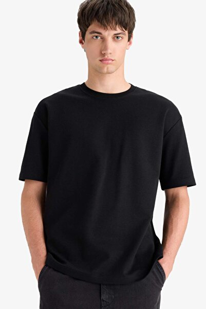 DeFacto Oversize Wide Fit Crew Neck Heavy Fabric Basic Plain Short Sleeve T-Shirt E9798Ax25Au