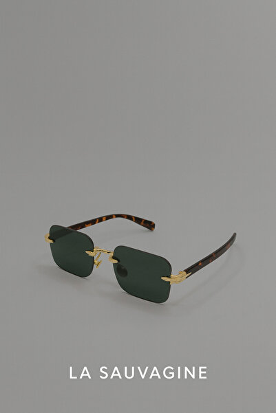 La sauvagine Vintage Unisex Sunglasses with Gold Detail – Green Glass