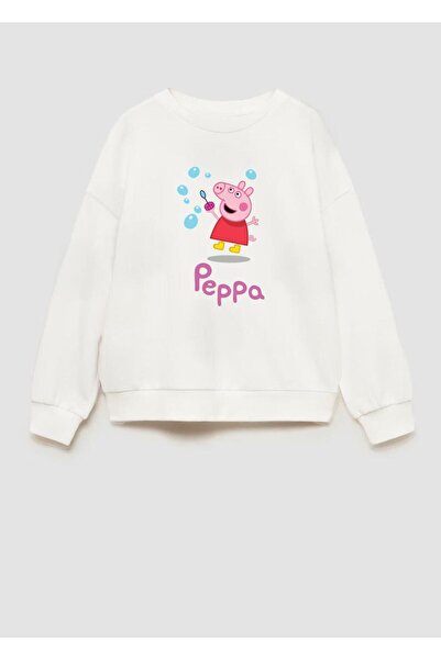 Monila Kız Çocuk Peppa Baskılı 3 İplik Kumaş Pamuklu Sweatshirt
