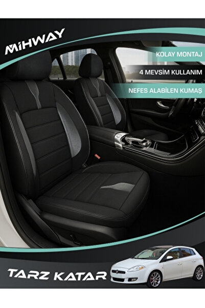 Mihway غطاء مقعد فيات برافو من سلسلة BETELGEUSE باللون الأسود، مجموعة كاملة