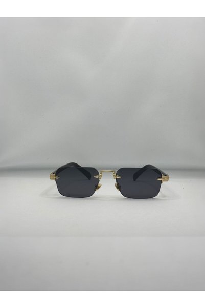 La sauvagine Gold Detailed Cornered Slim Unisex Sunglasses – Foldable Design