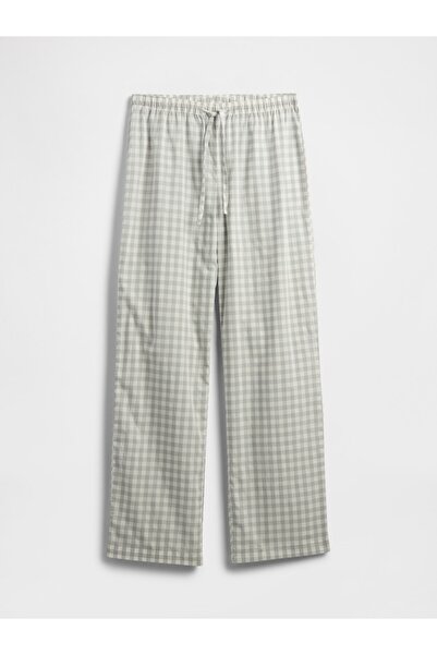 GAP Kadın Gri Desenli Poplin Pijama Altı