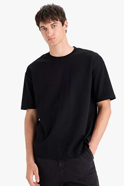 DeFacto Oversize Wide Fit Crew Neck Heavy Fabric Basic Plain Short Sleeve T-Shirt E9798Ax25Au