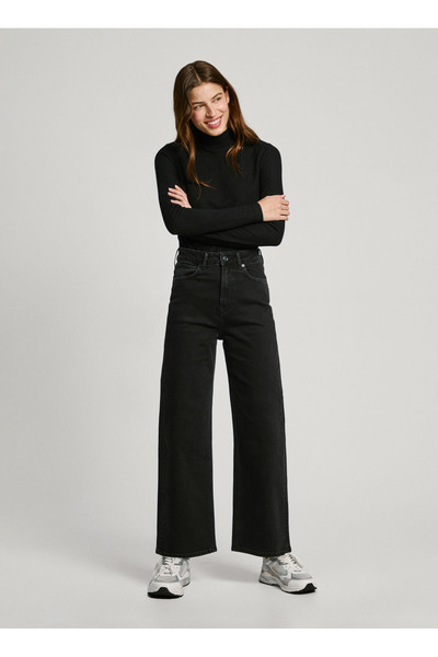 Pepe Jeans Yüksek Bel Düz Paça Standart Siyah Kadın Denim Pantolon PL204731XH20