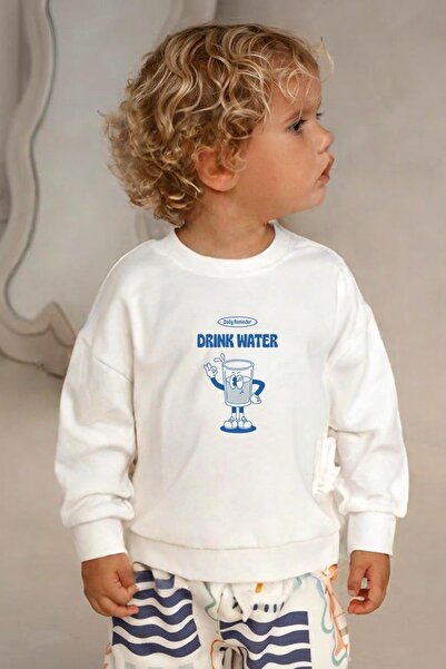 Monila Unisex Baskılı 3 İplik Kumaş Bisiklet Yaka Sweatshirt