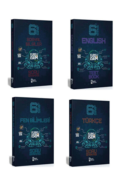 İsem Yayıncılık 6. Sınıf Farklı İsem Tüm Dersler Soru Bankası Seti 4 Kitap