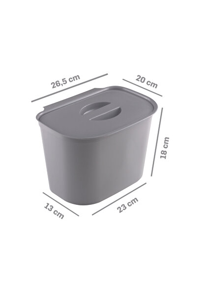 MYBOX Functional Trash Can with Strap 6L - Can Be Hung on Cabinet Door Practical under Counter Trash Bin Gray