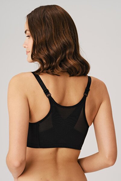 civetta Wireless, Unpadded, Wide Strap, Shaping / Sculpting Front Opening, Back Support Reducing Bra, Black