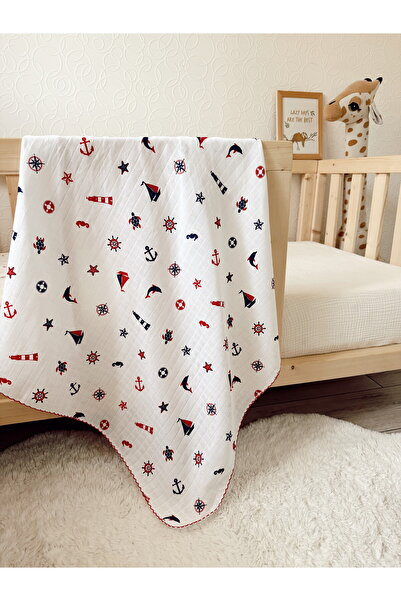 Cloudy 04-بحار 80*90 سم بطانية موسلين - متعددة الأغراض للأطفال والرضع وحديثي الولادة