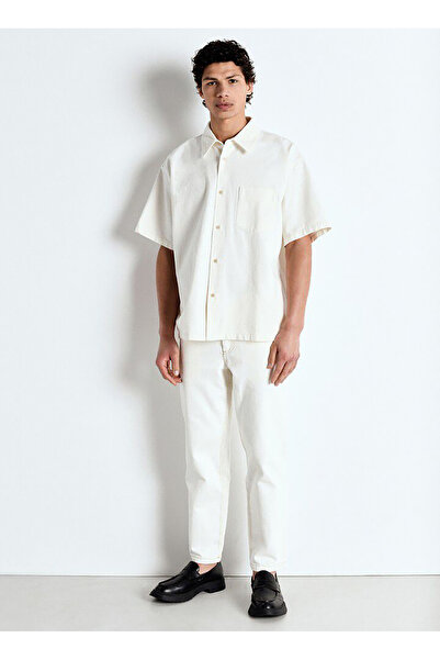 American Vintage Kırık Beyaz Erkek Straight Denim Pantolon MJOZ11AE25OFFWHI