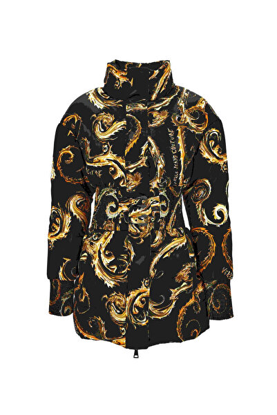 VERSACE JEANS COUTURE Dik Yaka Desenli Siyah Kadın Mont 77HAU415