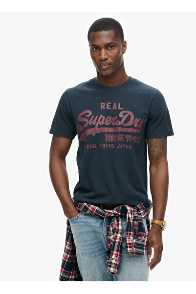 SUPERDRY Bisiklet Yaka Lacivert Erkek T-Shirt M1012025A98T_CLASSIC VL GRAPHIC T S