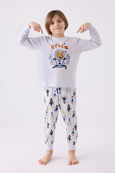 Rolypoly Erkek Çocuk Gri Uzun Kol Pijama Takım