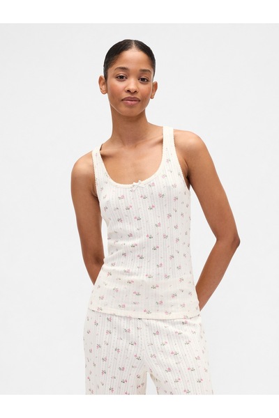 GAP Kadın Çiçek Desenli Pointelle Scoopneck Tank Pijama Üstü