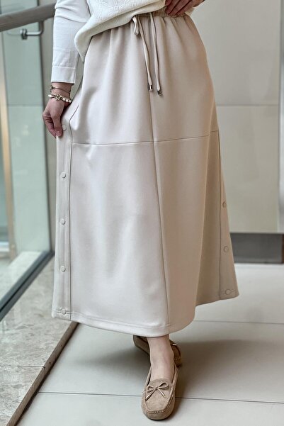 sentez giyim Sentez Soft Yanı Çıtçıtlı Etek