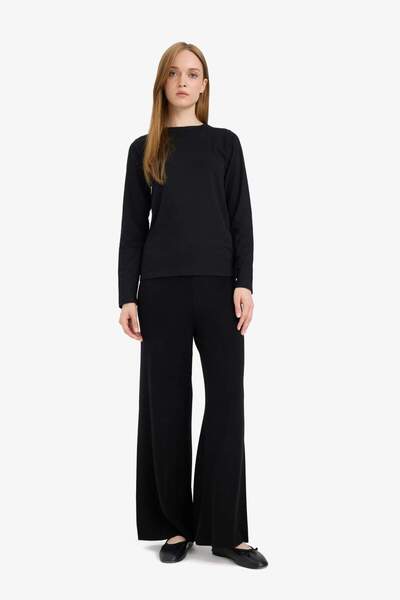 DeFacto Relax Fit Triko Pantolon Basic Düz Beli Lastikli Geniş Paça V0088AZ25WN
