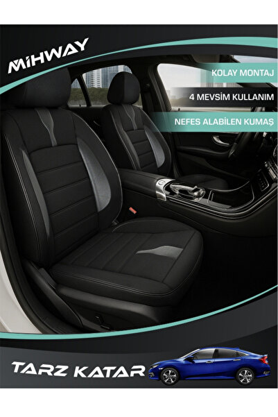 Mihway غطاء مقعد BETELGEUSE باللون الأسود لسيارة هوندا سيفيك 2016-2025 مجموعة...