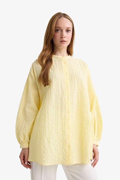 DeFacto Relax Fit Bisiklet Yaka Gofre Dokulu Uzun Kollu Tunik D4145AX25AU
