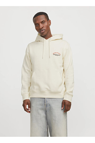 Jack & Jones Kapüşon Yaka Kırık Beyaz Erkek Sweatshırt 12265823_JORFREDERIKSB...