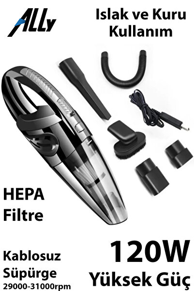 Kortec Ally R-6053 Kablosuz Güçlü Profesyonel El Araç-Ev Süpürgesi Kuru Islak 29000-31000rpm