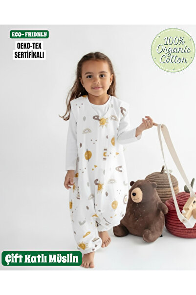 Egelite Unisex Müslin Bebek Uyku Tulumu, Baharlık-Kışlık Kolsuz 0-4 Yaş Çocuk...