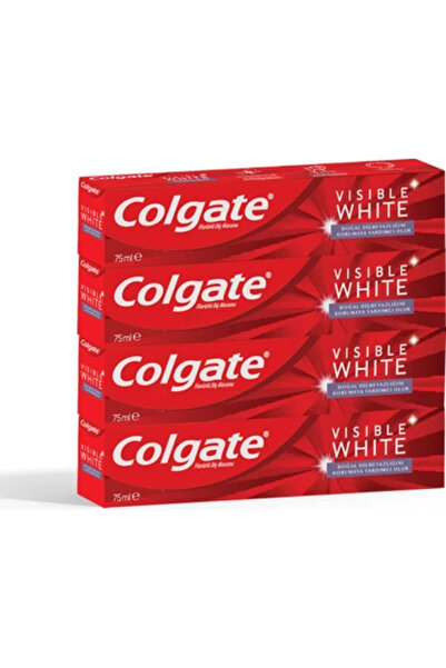 Colgate Visible White Maksimum Beyazlık Beyazlatıcı Diş Macunu 75 ml X4 Adet - Diş Fırça Kabı Hediye