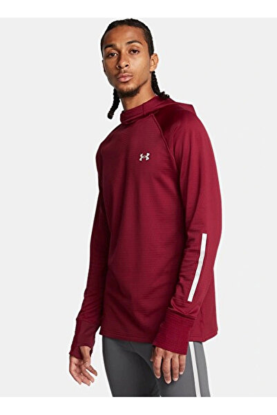Under Armour Bordo Erkek Normal Düz T-Shirt 1386675-625 UA LAUNCH ELITE CW HOOD