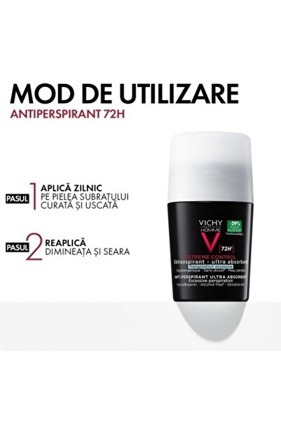 Vichy Deodorant roll-on extra puternic, Roll-On, 50 ml