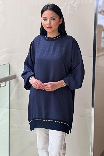 Ghisa Ribbed Houndstooth Patterned Jacquard Tunic