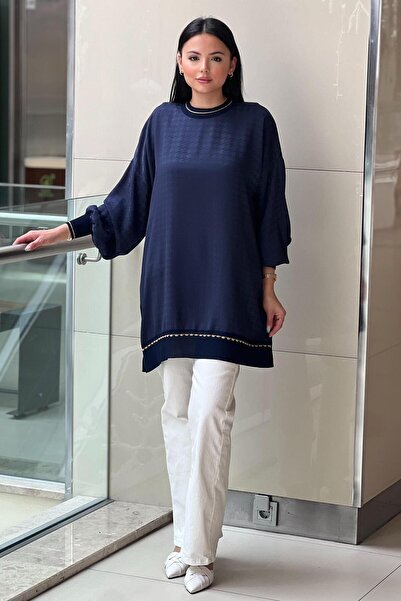 Ghisa Ribbed Houndstooth Patterned Jacquard Tunic