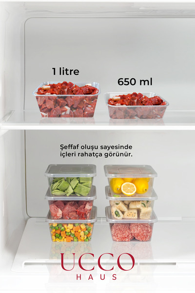 UCCO 20(10+10) Pieces Economical Storage Container Set – 10X650 ml 10X1000 ml Microwave Freezer Food
