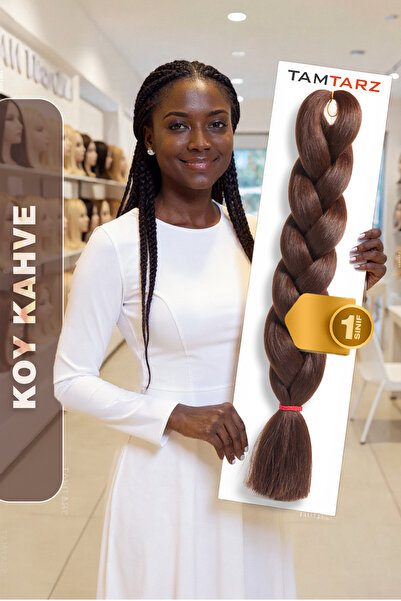 TAM TARZ Afrika Örgüsü Rasta Ve Box Braid Için Fiber Sentetik Saç / Koyu Kahve