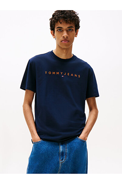 Tommy Hilfiger Men's Brand Logo Organic Cotton Crew Neck Suitable for Daily Use 1Navy Blue1