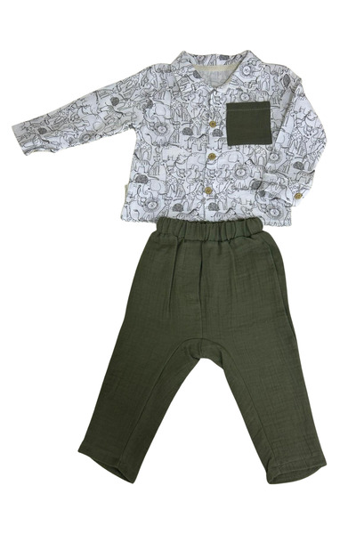 Lamonde Muslin Animal Printed Baby Boy Set / 100% Cotton / 9 - 24 Months