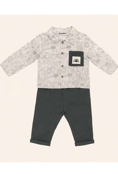 Lamonde Muslin Animal Printed Baby Boy Set / 100% Cotton / 9 - 24 Months