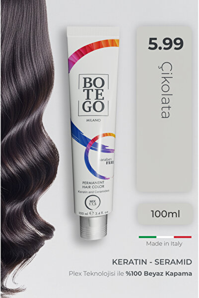 botegohair Profesyonel Krem Saç Boyası - 5.99 Çikolata 100 ml - Plex, Keratin...
