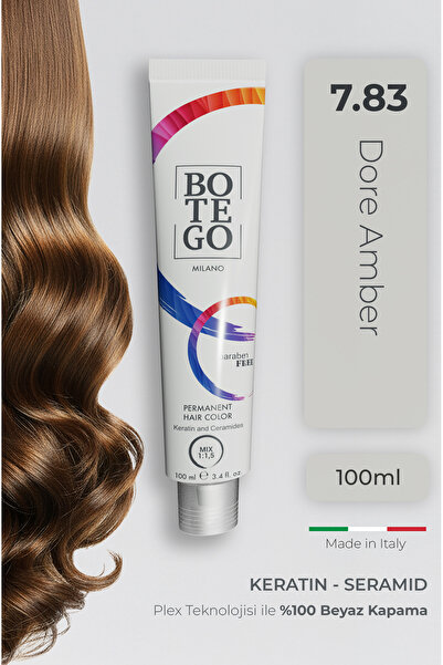 botegohair Botego Milano Profesyonel Krem Boya - 7.83 Dore Amber 100 ml