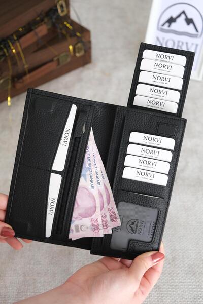 Norvi Leather محفظة من الجلد الطبيعي العتيق المغناطيسي مع حجرة للهاتف باللون ...