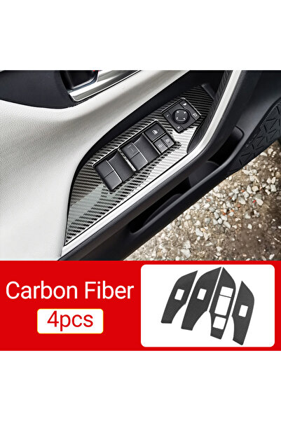 Choice غطاء زر رفع زجاج نافذة السيارة من ألياف الكربون لسيارة تويوتا RAV4 XA5...