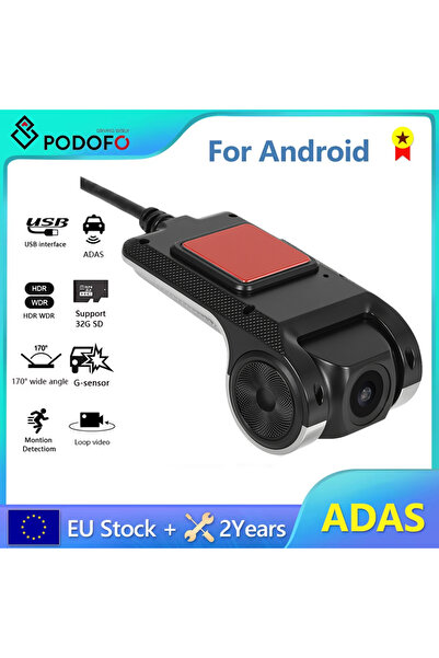 podofo None Dash Cam ADAS Car DVR ADAS Dashcam DVRs Video HD 720P USB TF Card 16G/32G Auto Recorder