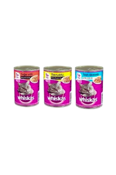 Whiskas 3 Çeşit Karışık Yetişkin Konserve Kedi Maması 24 X 400 G