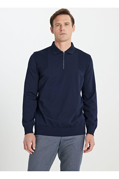 ALTINYILDIZ CLASSICS Ανδρικό πουλόβερ Altınyıldız Classics Polo Γιακά Standard Σκούρο Μπλε ACE492510002_TRIKO ΠΟΛΟ ΓΙΑΚΑΣ