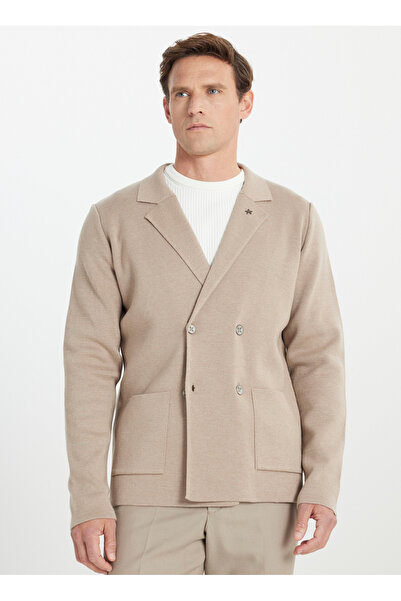 ALTINYILDIZ CLASSICS Altınyıldız Classics Kruvaze Yaka Standart Vizon Erkek Kazak ACE492510189_TRIKO CEKET