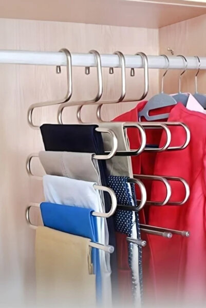 Wappa Home Metalik Dolap Içi Akıllı Krom Askı Pantolon Askısı 5 Katlı