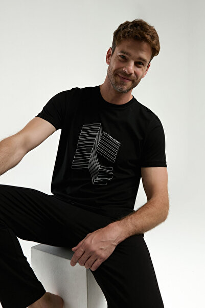 Arnetta Erkek Siyah Kısa Kol Pijama Takım