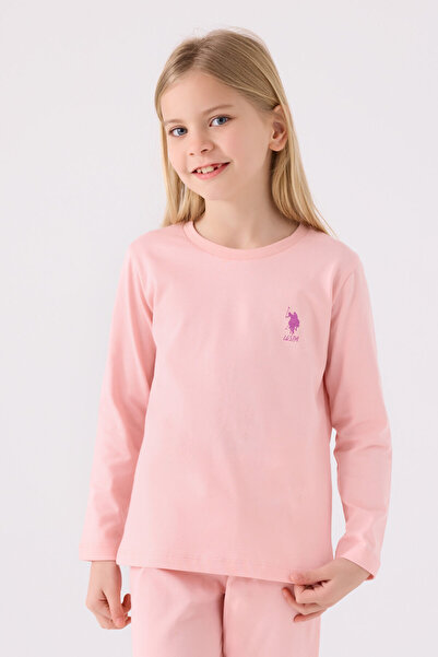 U.S. Polo Assn. Girl's Pink Long Sleeve Pajama Set