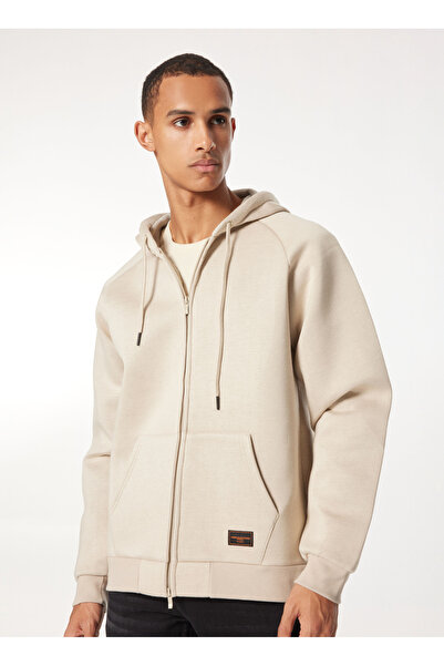 Only & Sons Bobbey Scuba Full Zıp Hoodıe Krem Erkek Sweatshirt 22031823