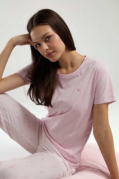 Arnetta Γυναικείο σετ πιτζάμες ροζ κοντομάνικο