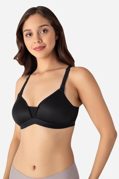 Arma Yıldız 3 Pack Black Women's Underwire Covered Nursing Bra Nipple Invisible Cotton Soft Textured