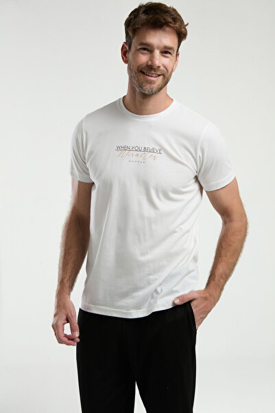 Arnetta Чоловічий білий піжамний комплект з короткими рукавами